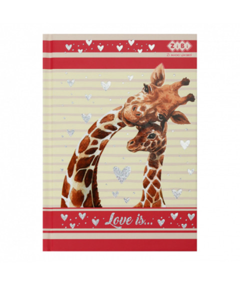Carnet notițe A6, 64 foi, pătrățele, copertă tare, LOVE IS, roz